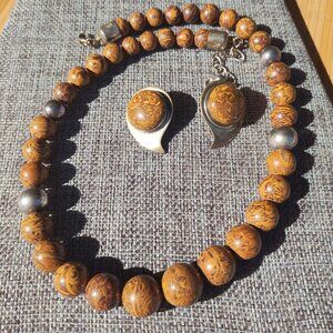 Jay King DTR mine finds Jasper necklace and earrings 925 Sterling Silver